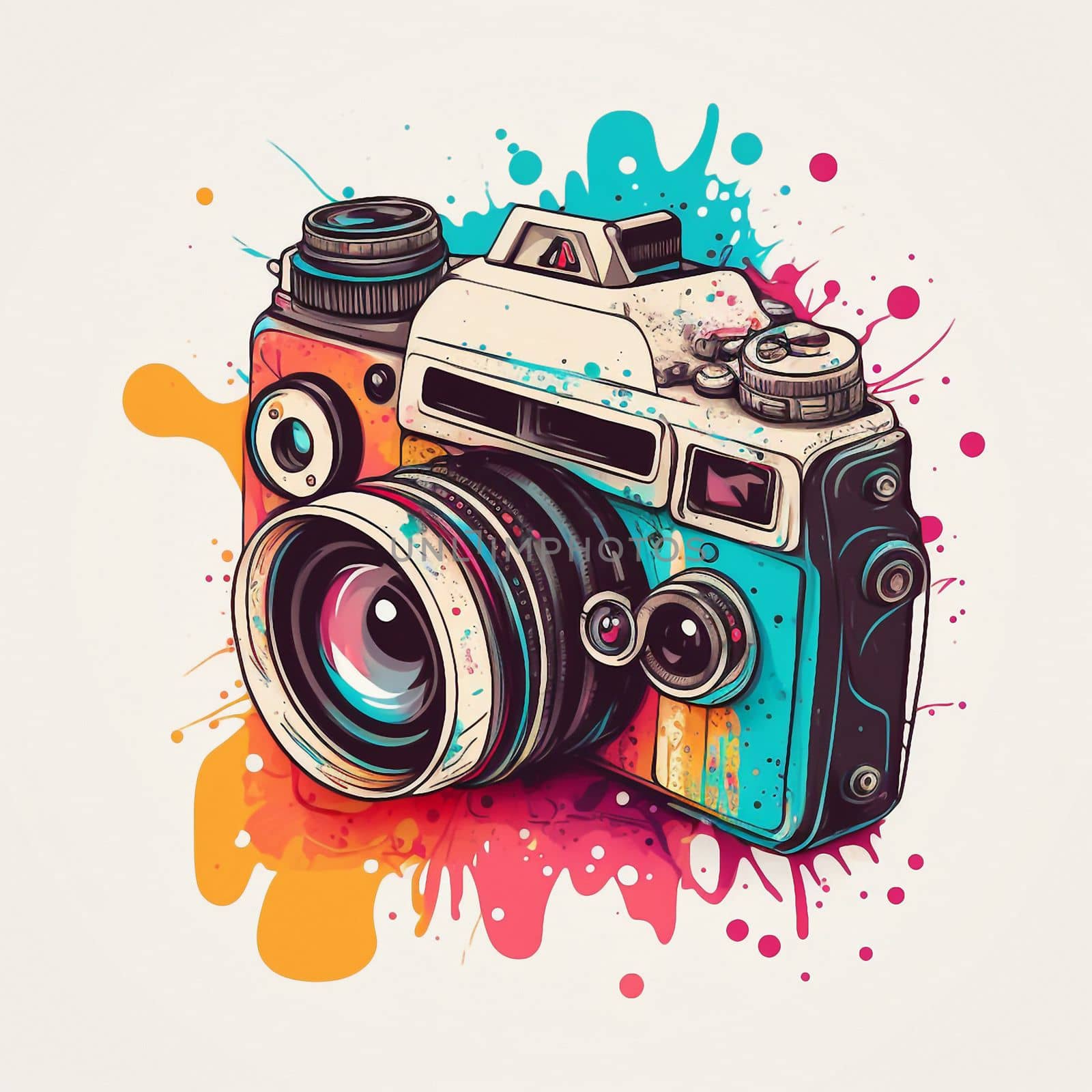 Camera cartoon graphic image colorful illustration. High quality illustration