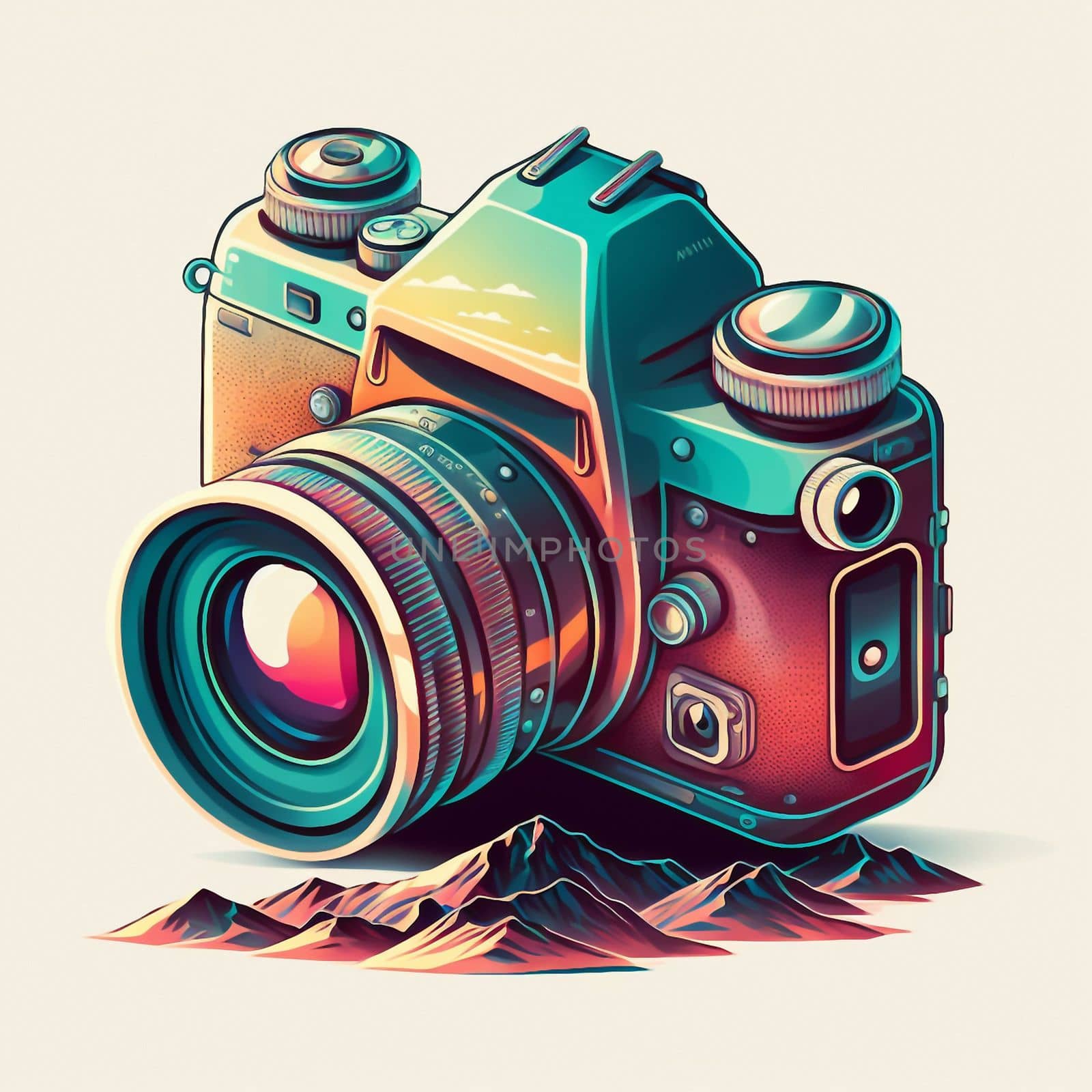 Camera cartoon graphic image colorful illustration. High quality illustration