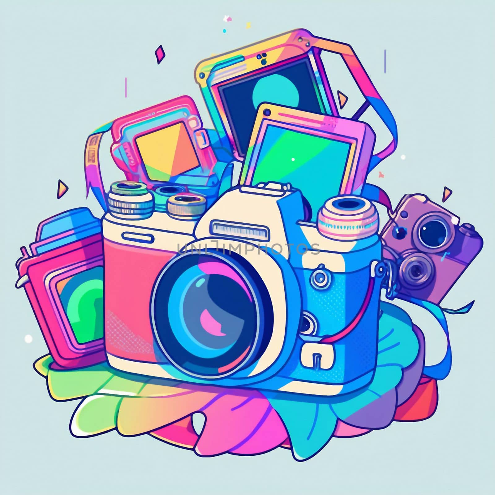 Camera cartoon graphic image colorful illustration. High quality illustration