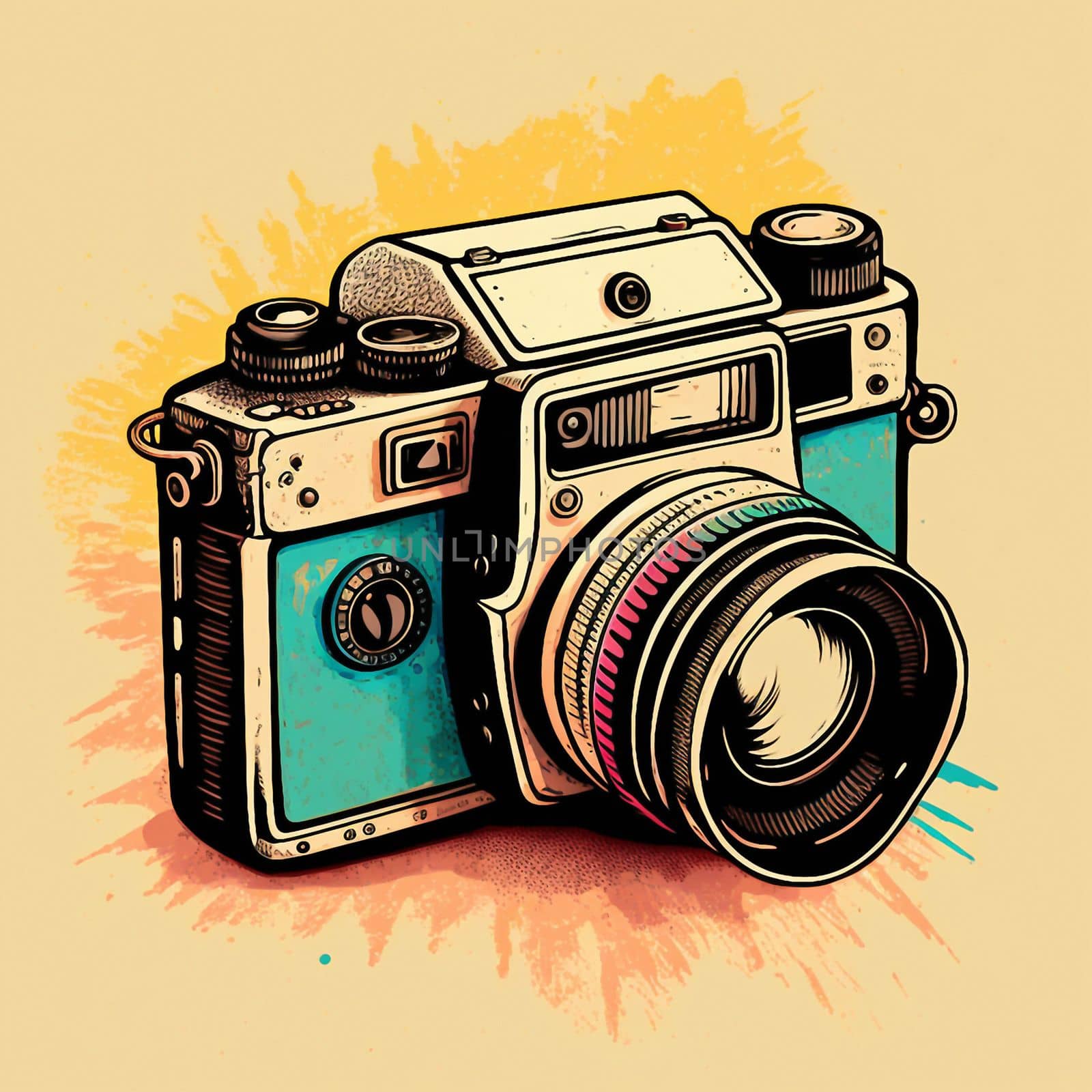 Camera cartoon graphic image colorful illustration. High quality illustration