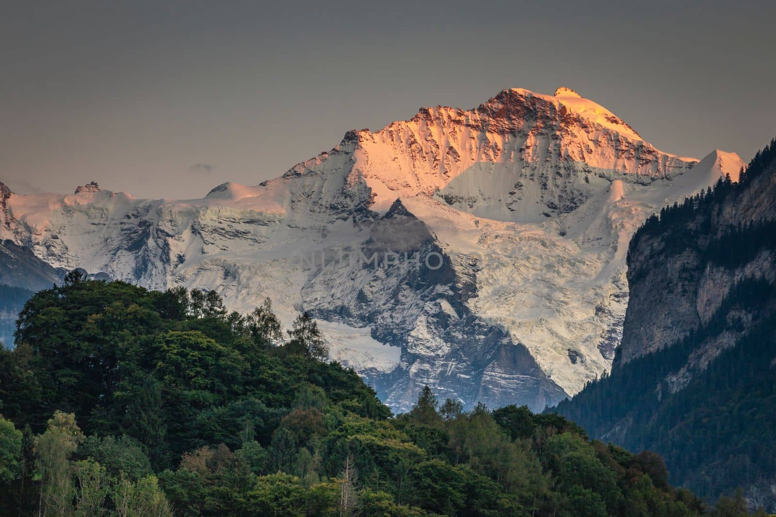 Dramatic Jungfrau mountain range in the Bernese Alps, Interlaken, Switzerland