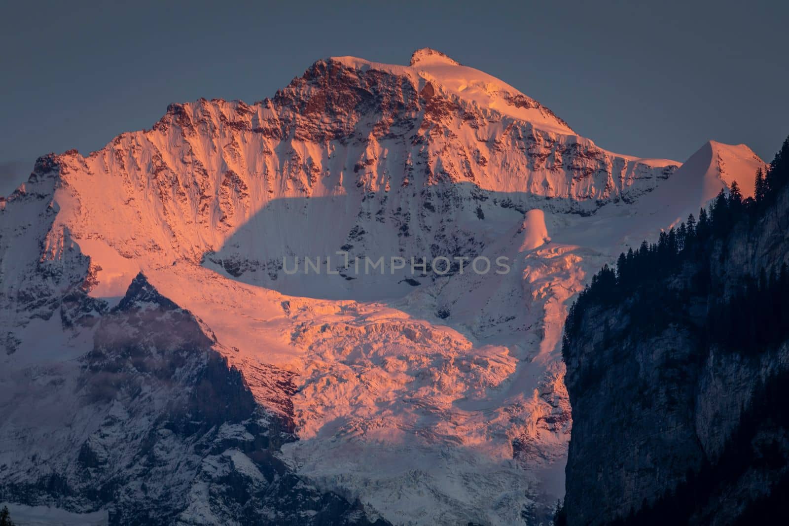 Dramatic Jungfrau mountain range in the Bernese Alps, Interlaken, Switzerland