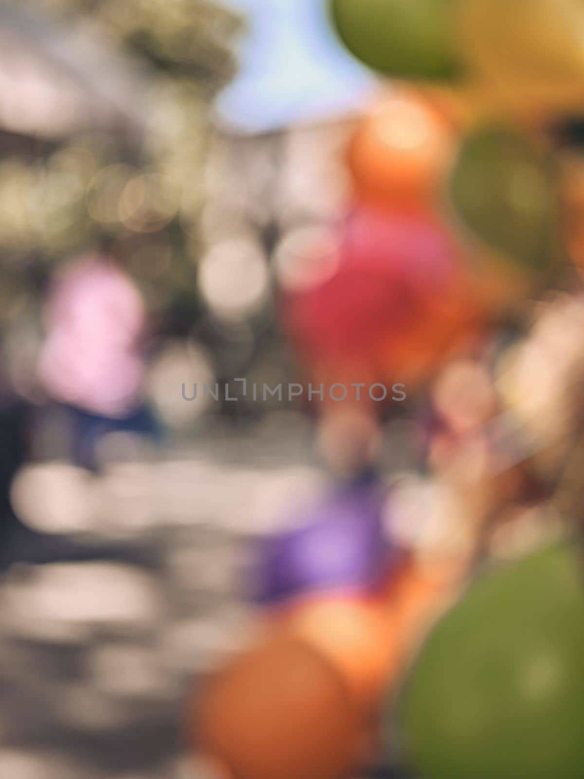 Bokeh of colorful balloons . copy space for text 