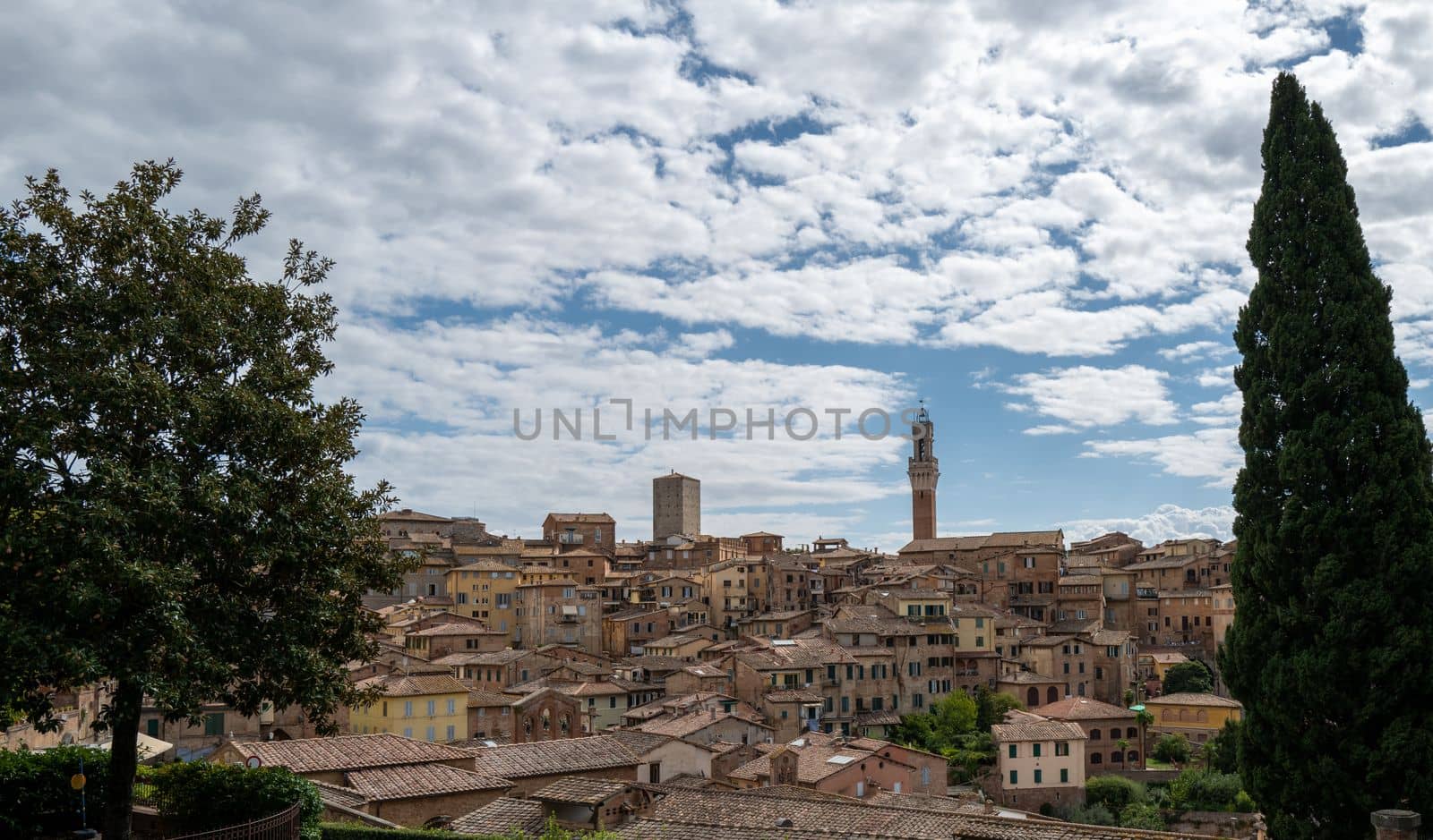 View of the historically important and popular Italian city in the heart of Tuscany, Siena.