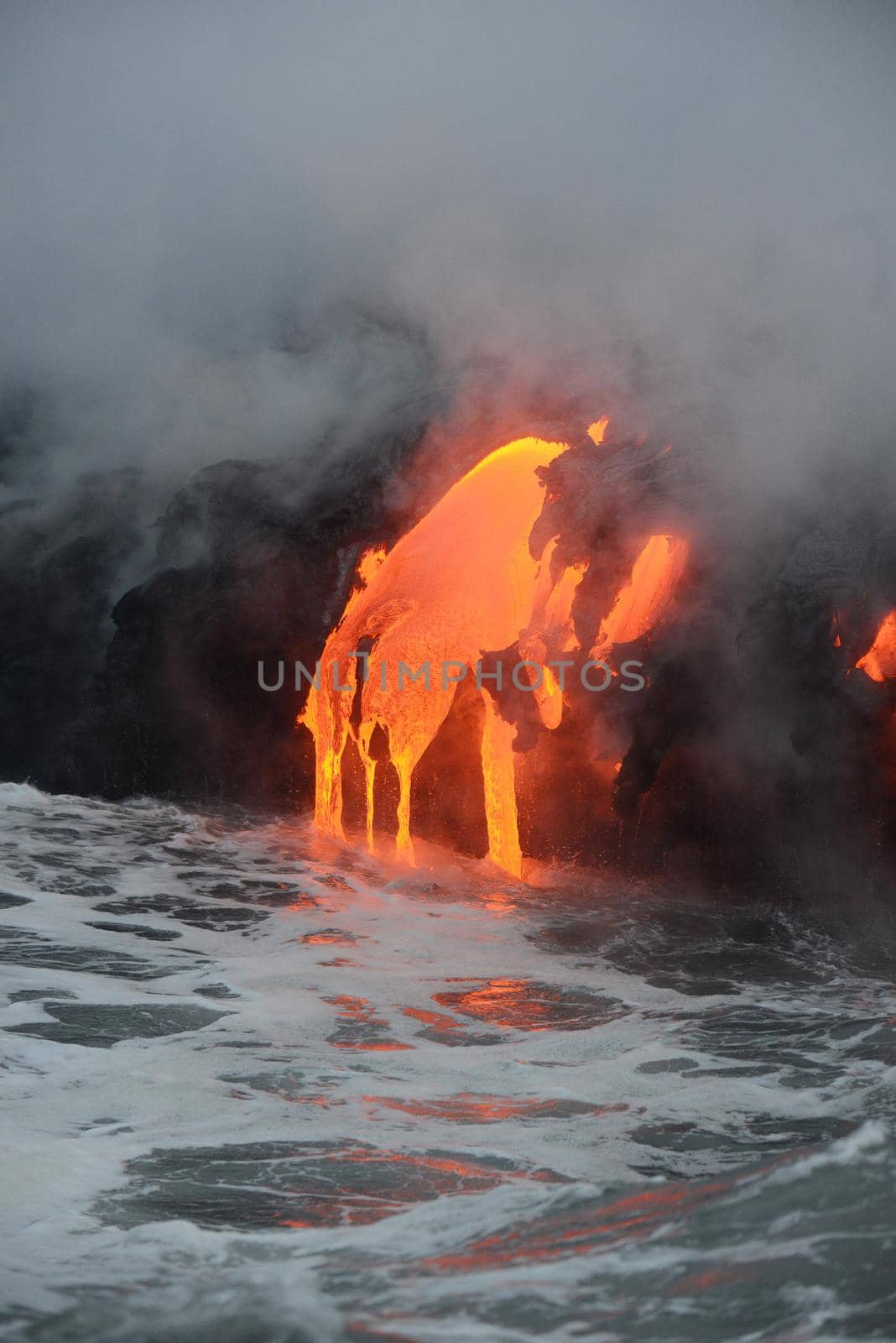 Lava entry to ocean at Big Island, Hawaii