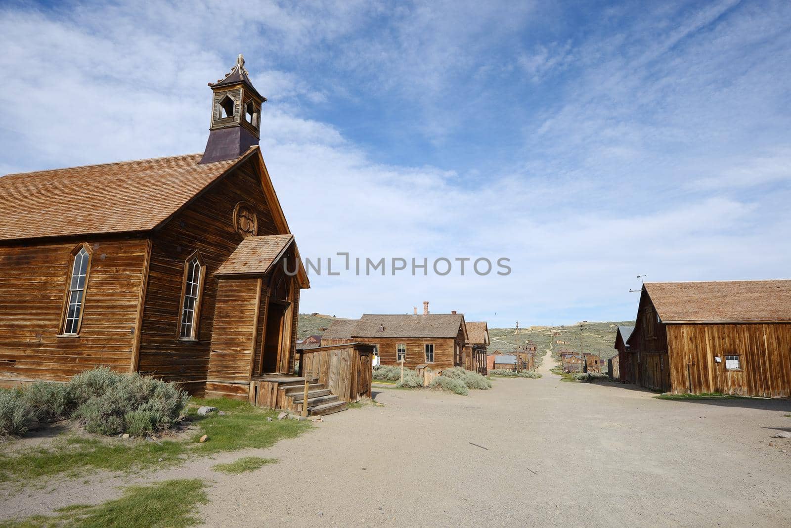 Bodie is a historic state park of a ghost town from a gold rush era in Sierra Nevada