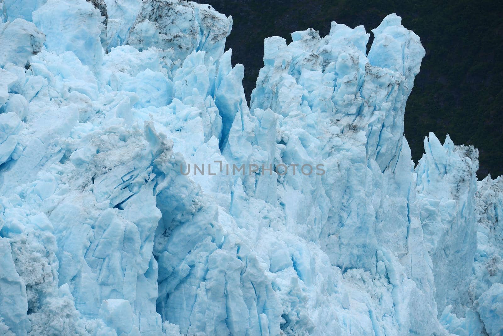 blue color of tidewater glacier in prince william sound in alaska