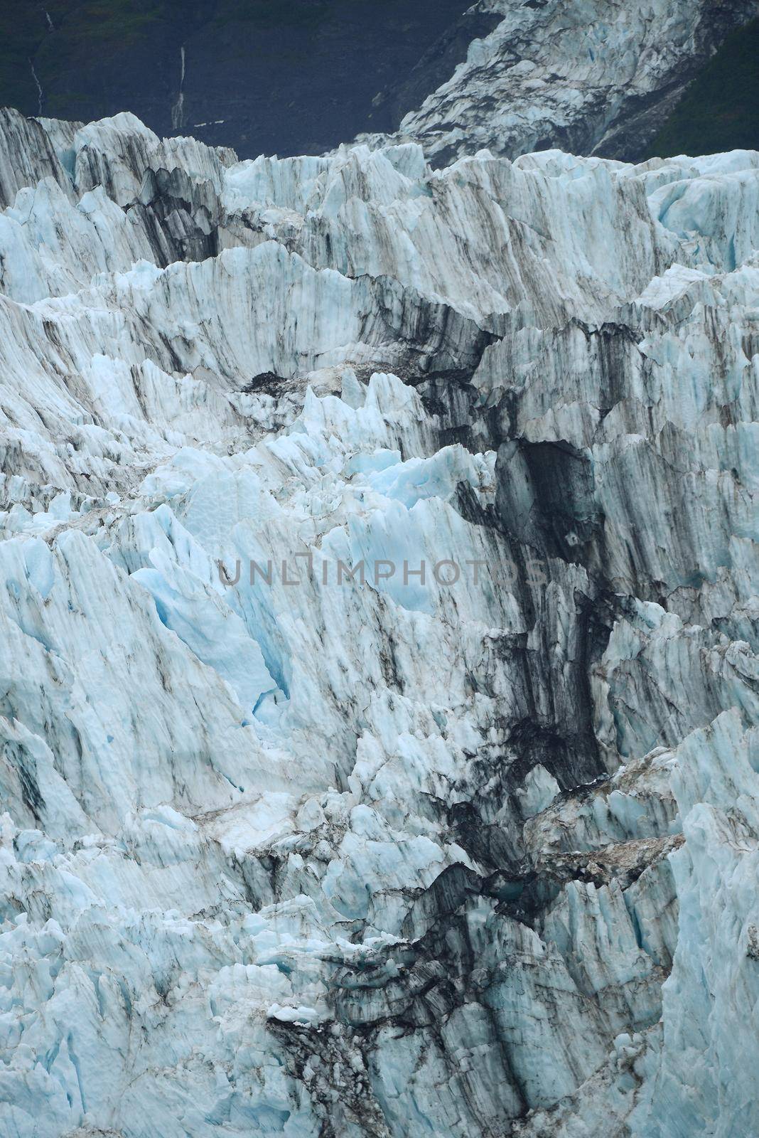 blue color of tidewater glacier in prince william sound in alaska