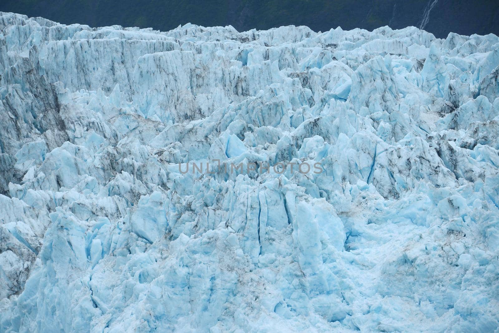 blue color of tidewater glacier in prince william sound in alaska