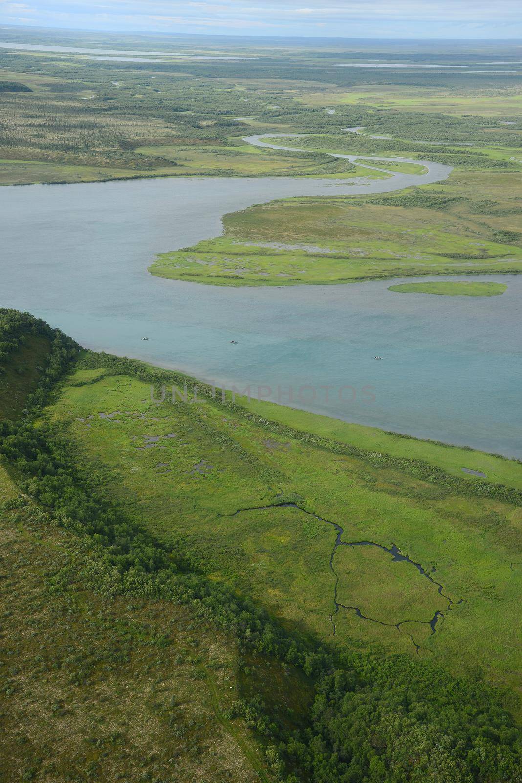 an aerial view of alaska wetland near king salmon