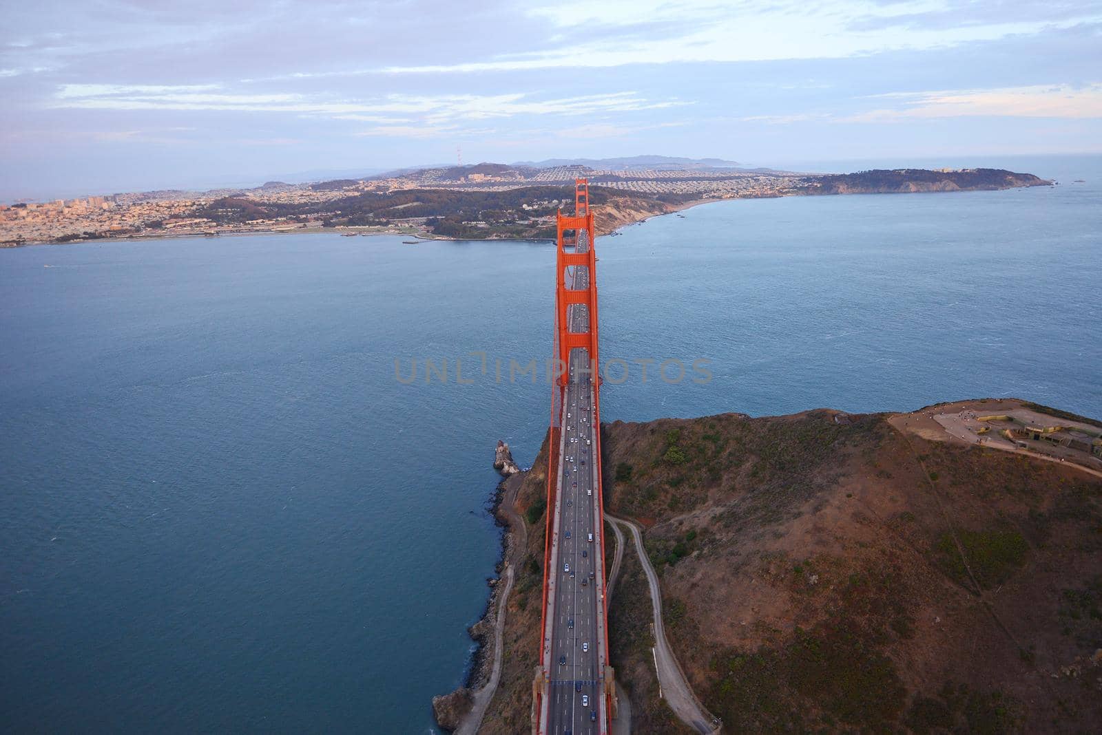 golden gate bridge aerial view by porbital