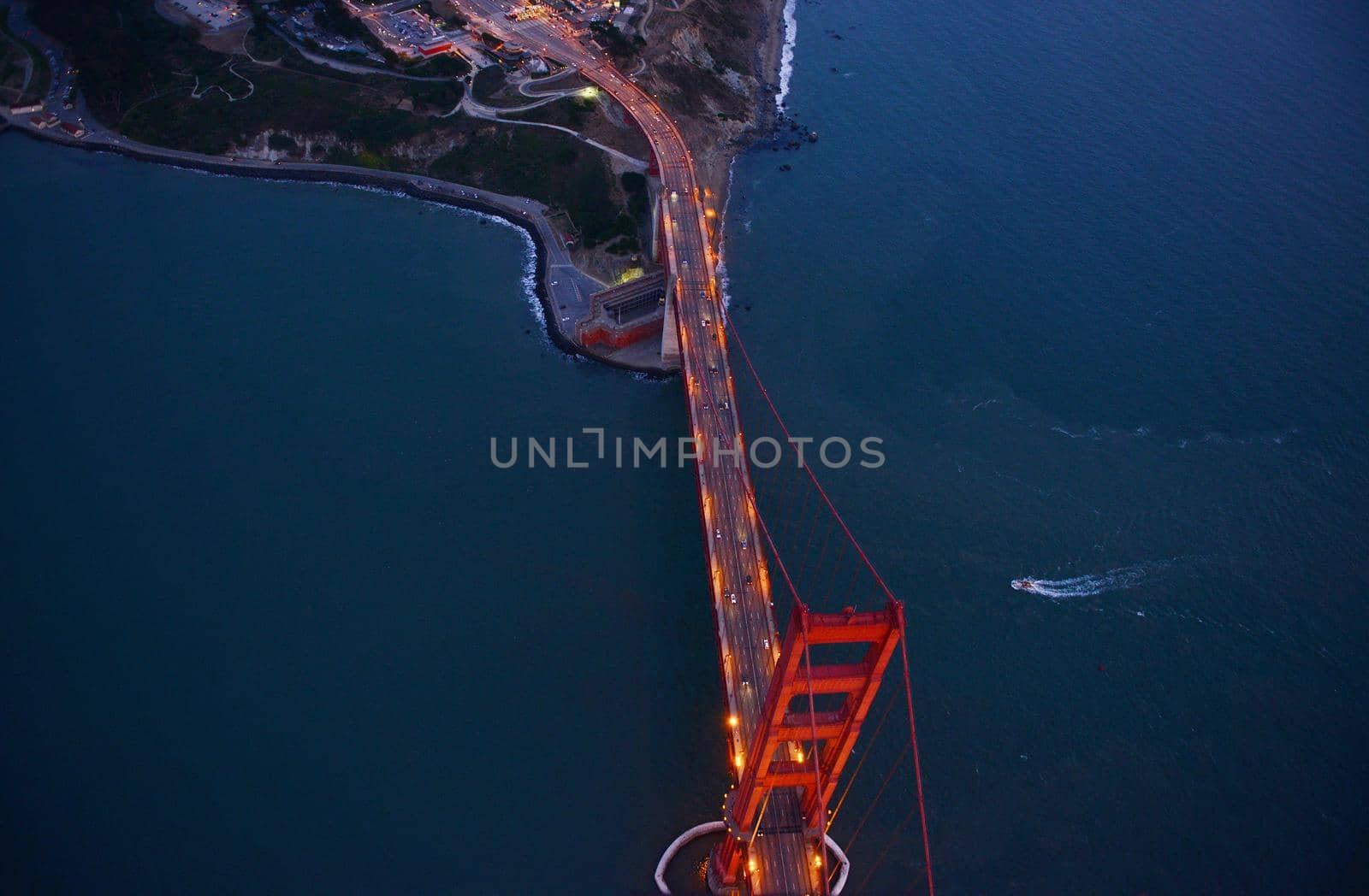 golden gate bridge aerial view by porbital