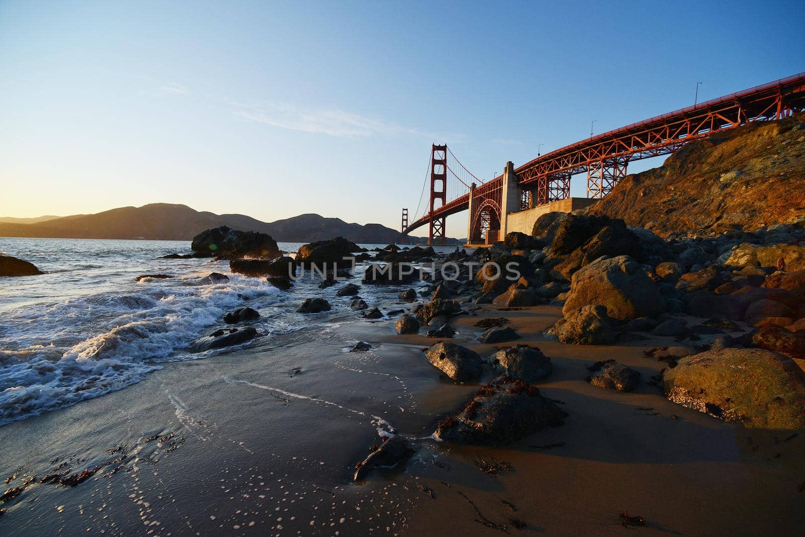 golden gate bridge from marshall beach