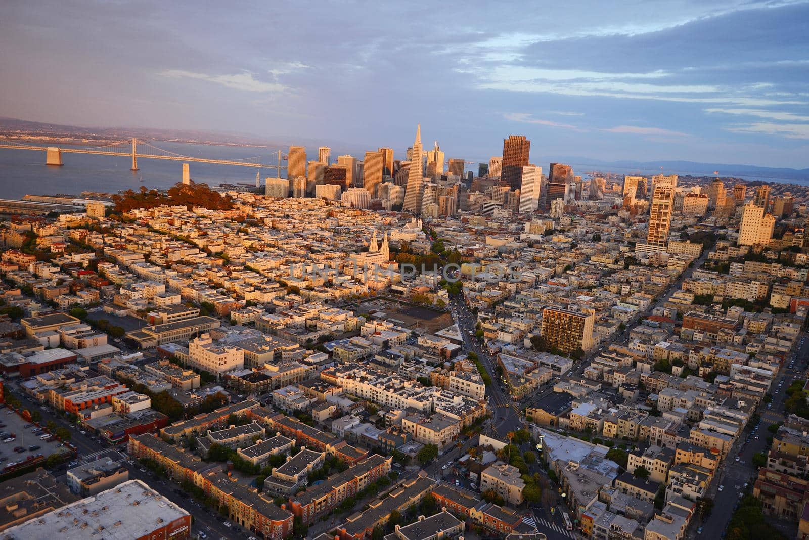 aerial view sunset san francisco by porbital