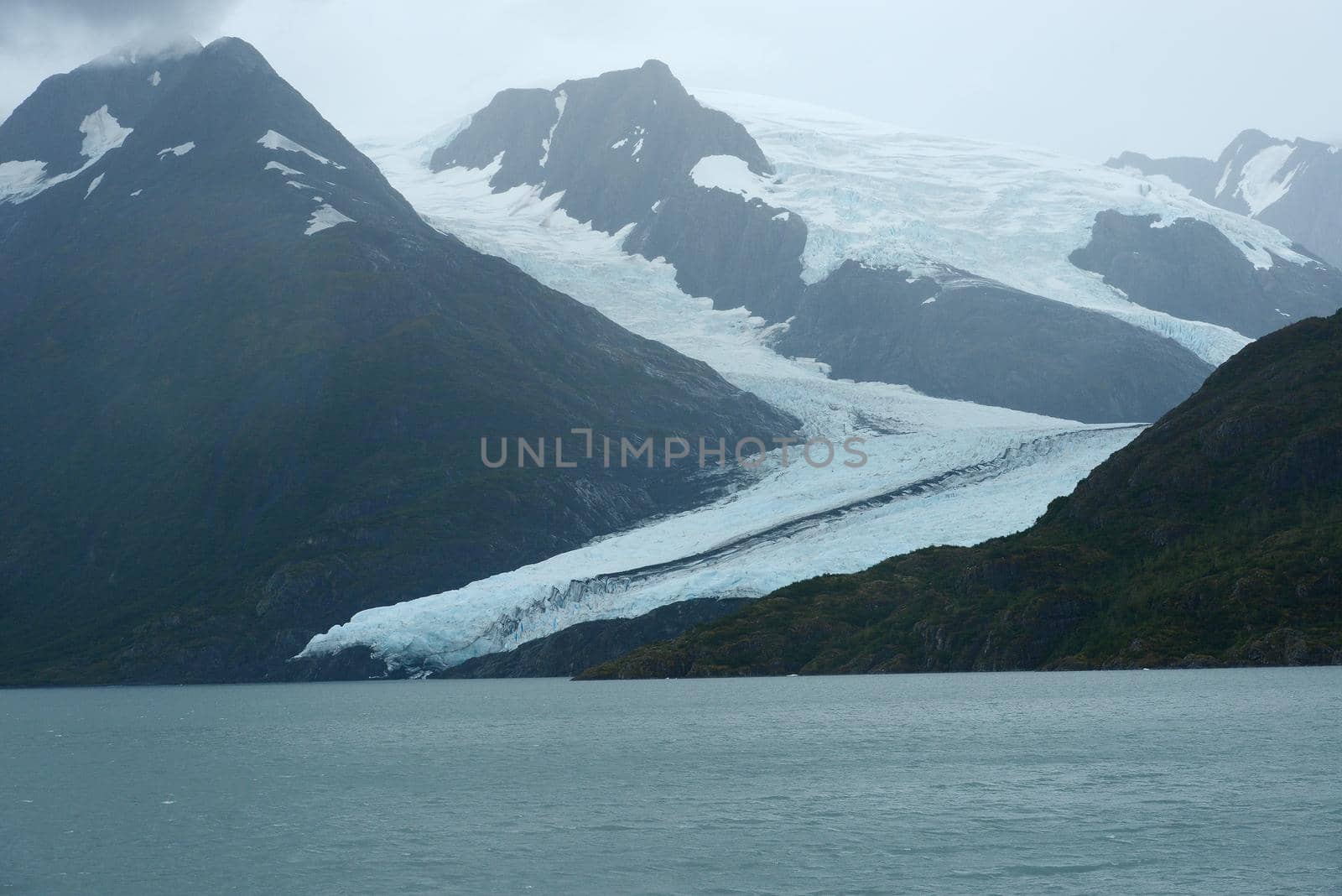 blue ice of portage glacier in alaska
