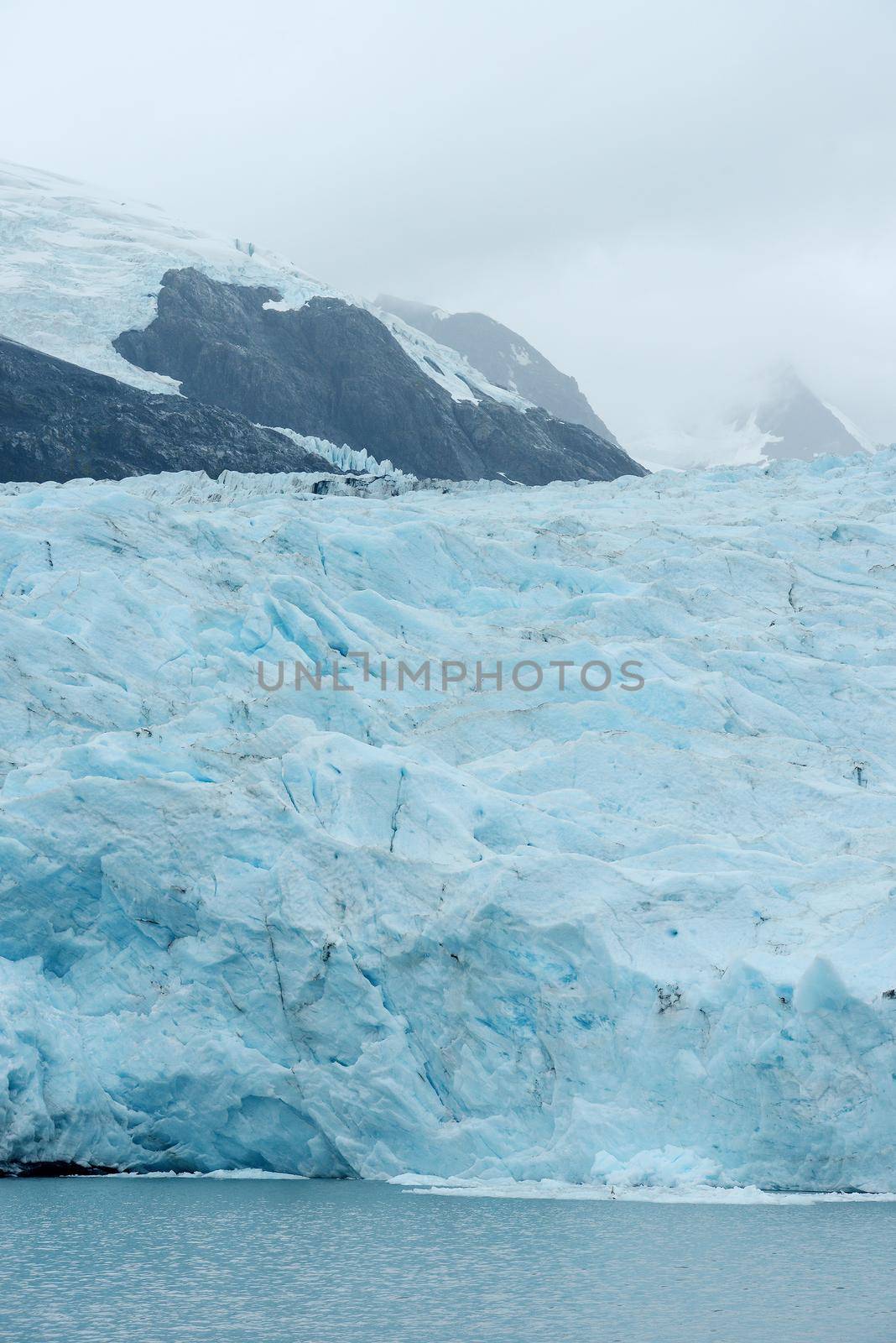 blue ice of portage glacier in alaska
