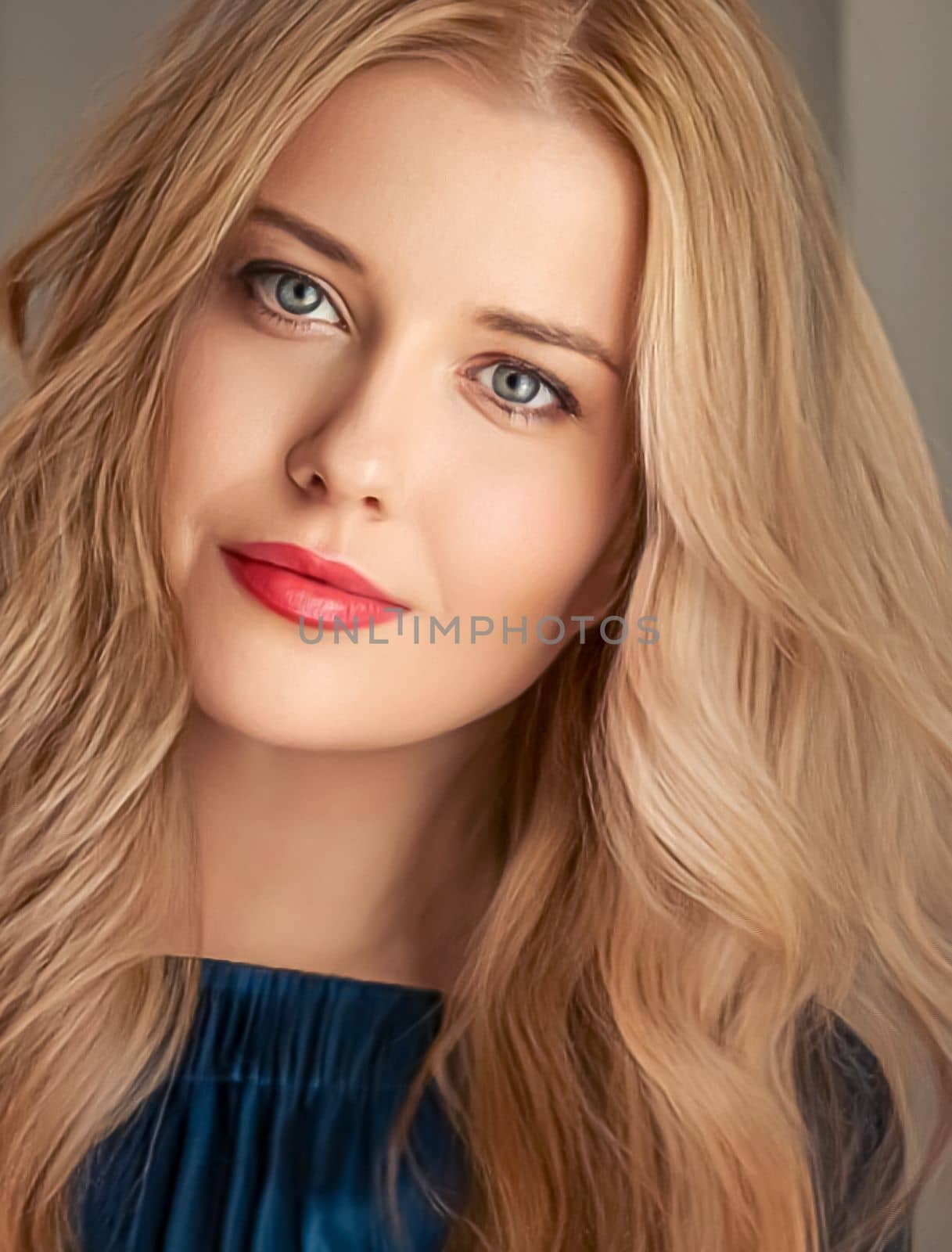 Beauty and femininity, beautiful blonde woman with long blond hair, natural portrait closeup