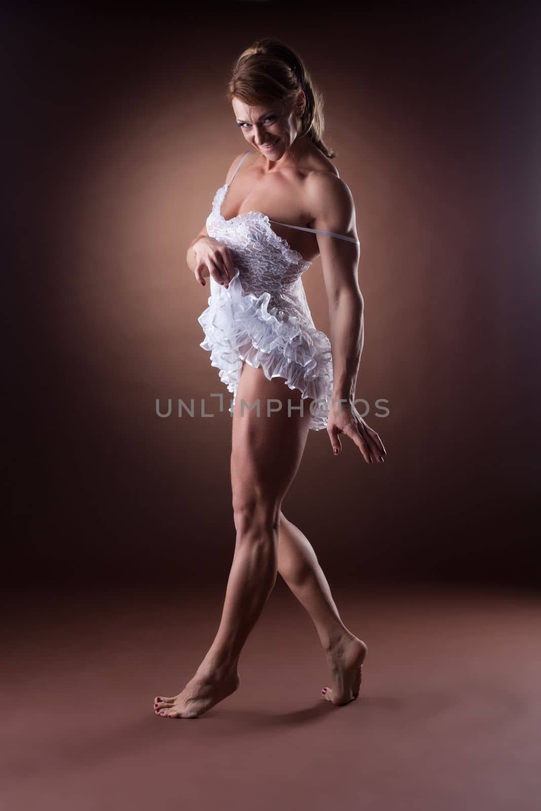 sexy woman body builder undress her ballet dress by rivertime