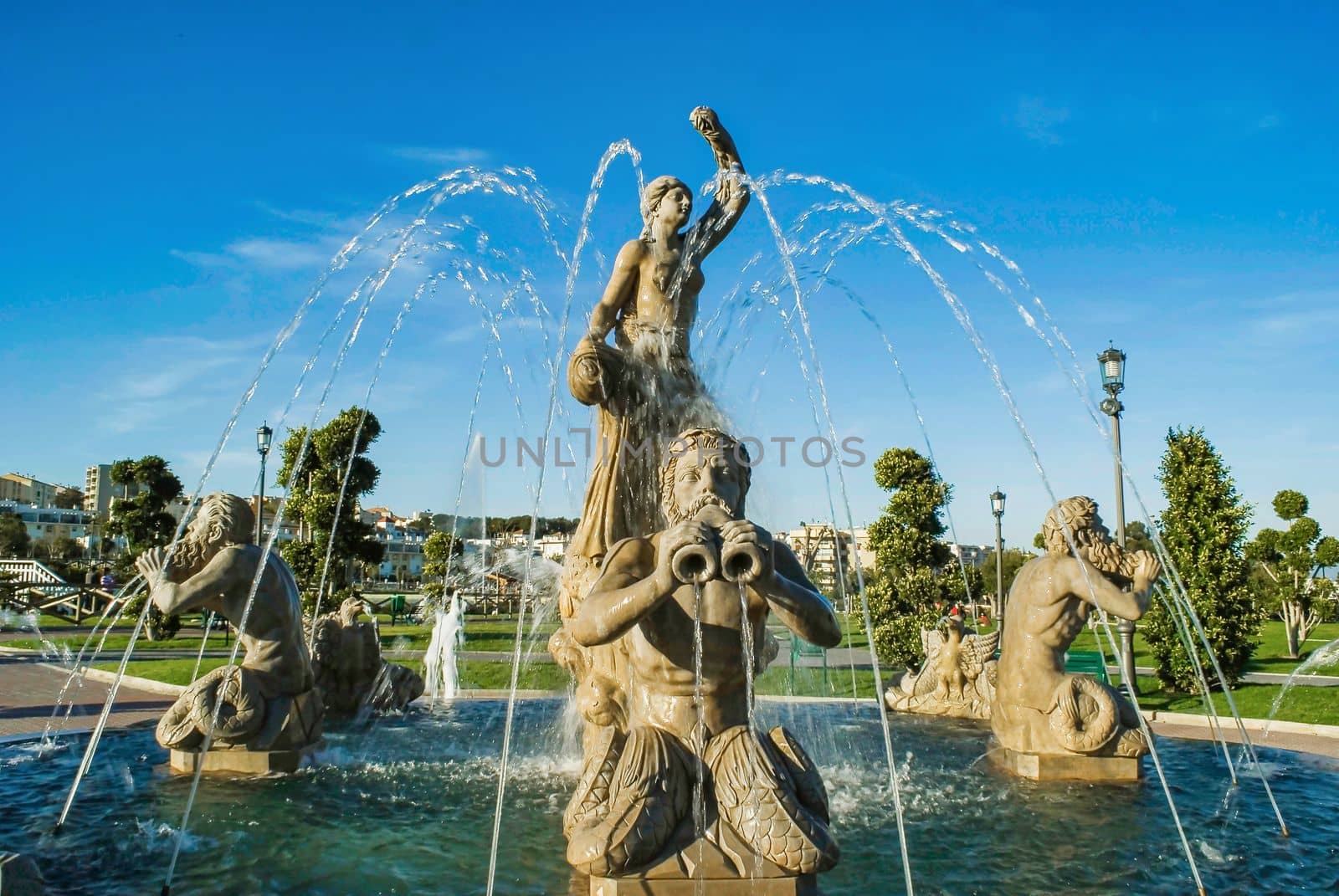 malaga,spain,july 16, 2022 fountain in the park of the battery torremolinos ,malaga by joseantona