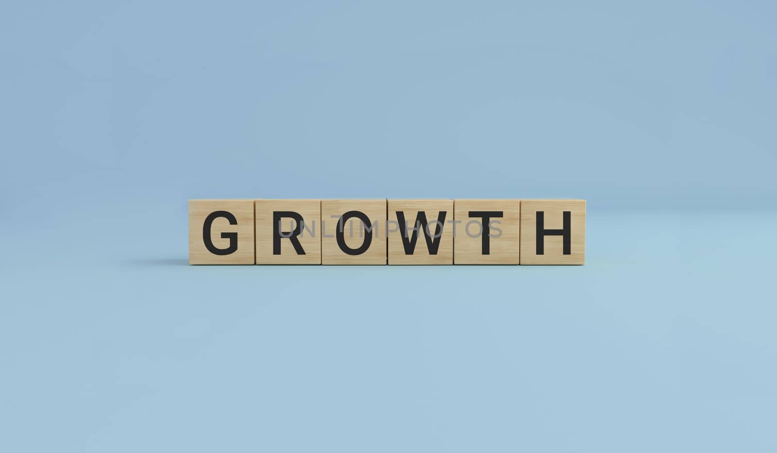 GROWTH word made with wooden cube blocks. business concept.