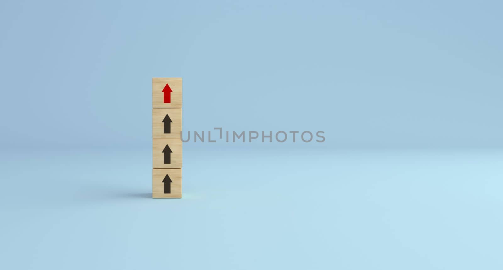 Arrow up with wooden cube blocks. by ImagesRouges
