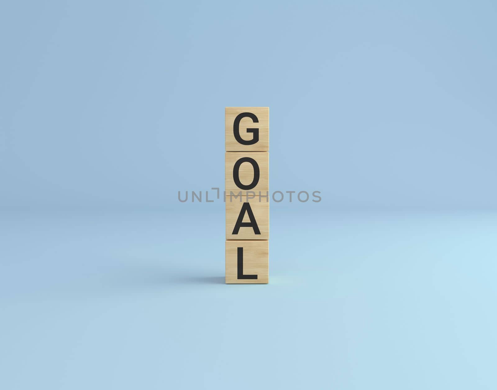 Goal word made with wooden cube blocks tower. business concept.