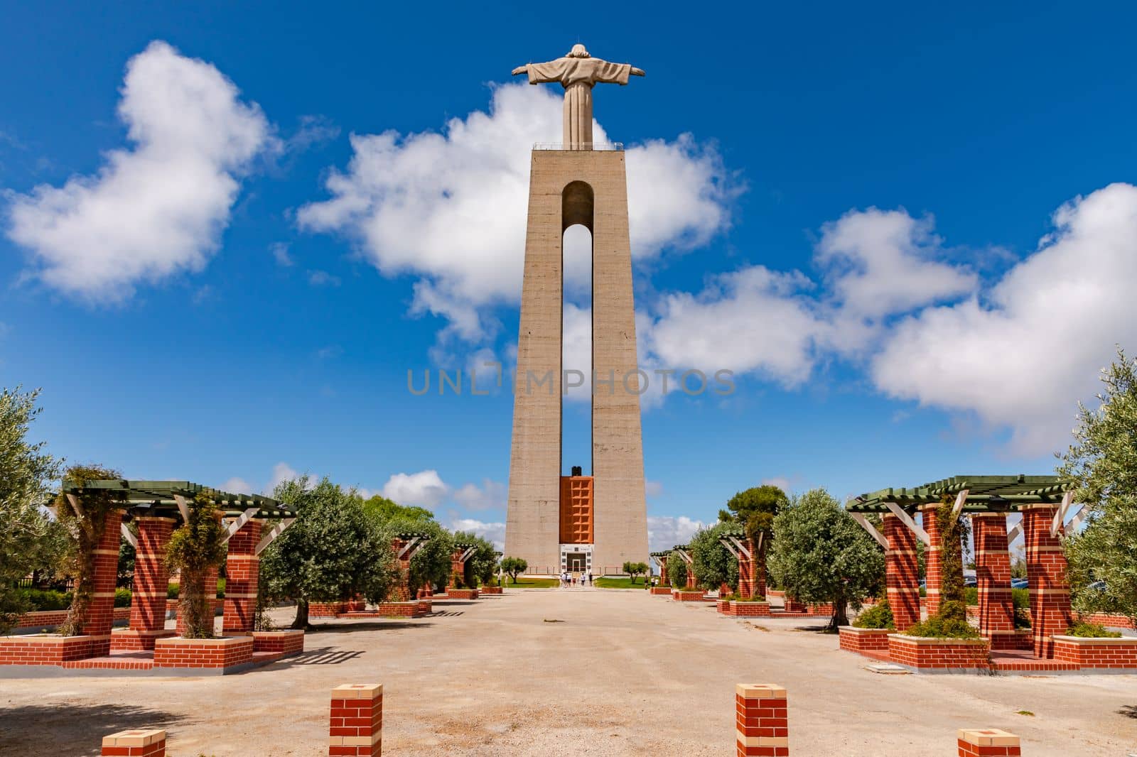 The monumental statue of Christ Cristo Rei at the Praceta do Cristo Rei in Almada, Lisbon, Portugal