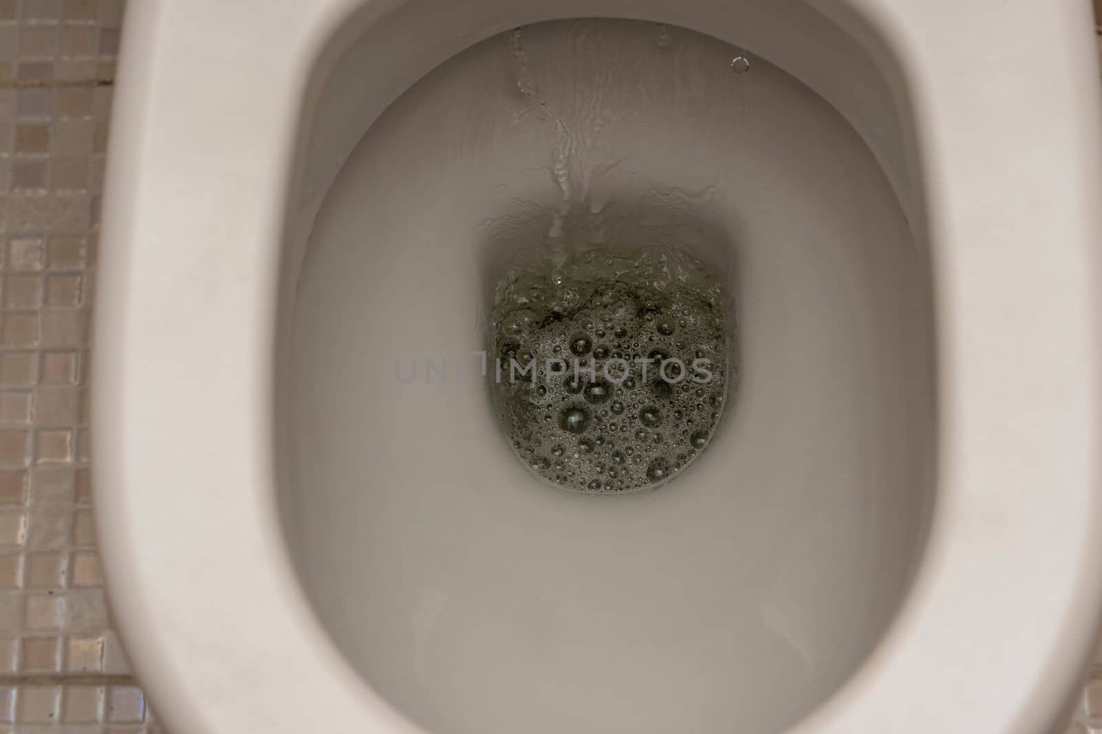 flushing the toilet. Toilet, Flushing Water. close up. High quality photo