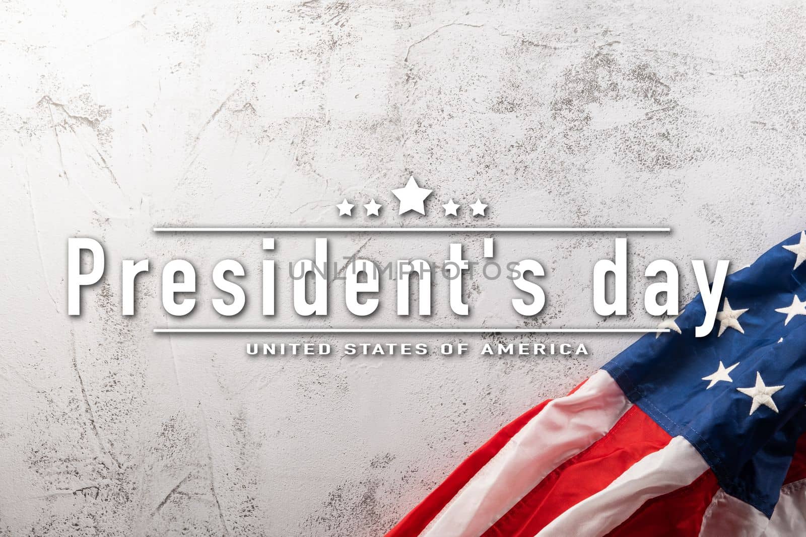 Presidents' Day. Banner template design of presidents day concept, flag of United States or USA on abstract Background, happy remembrance day