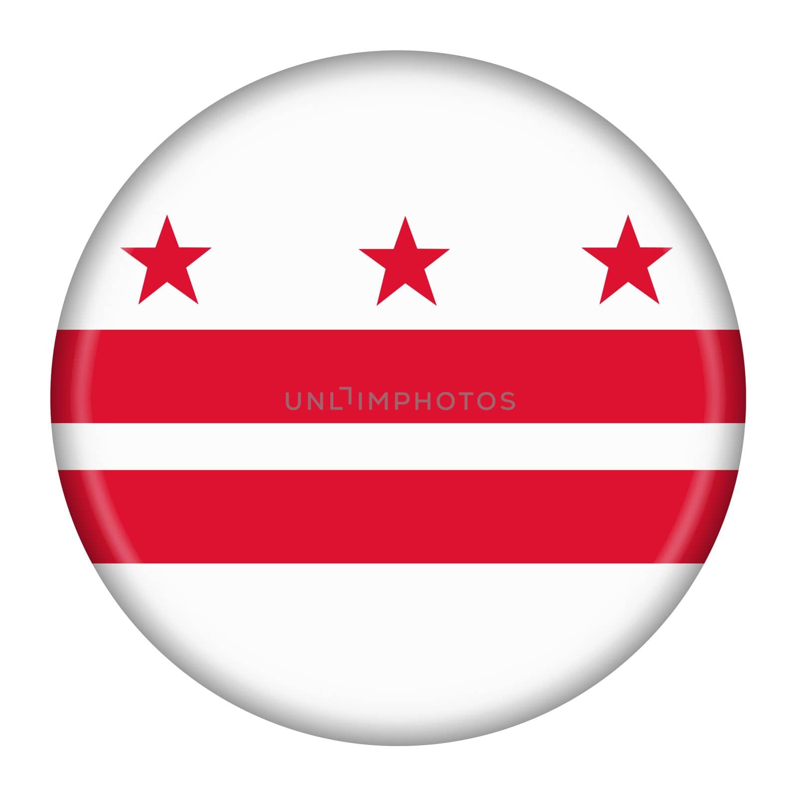 A Washington DC flag button 3d illustration with clipping path