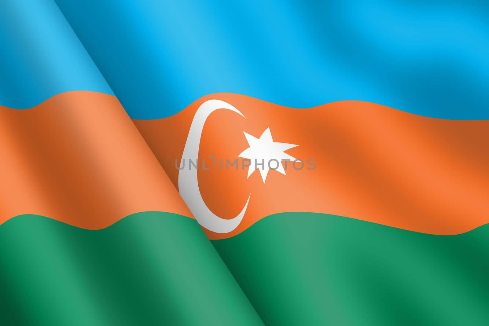 An Azerbaijan waving flag 3d illustration wind ripple