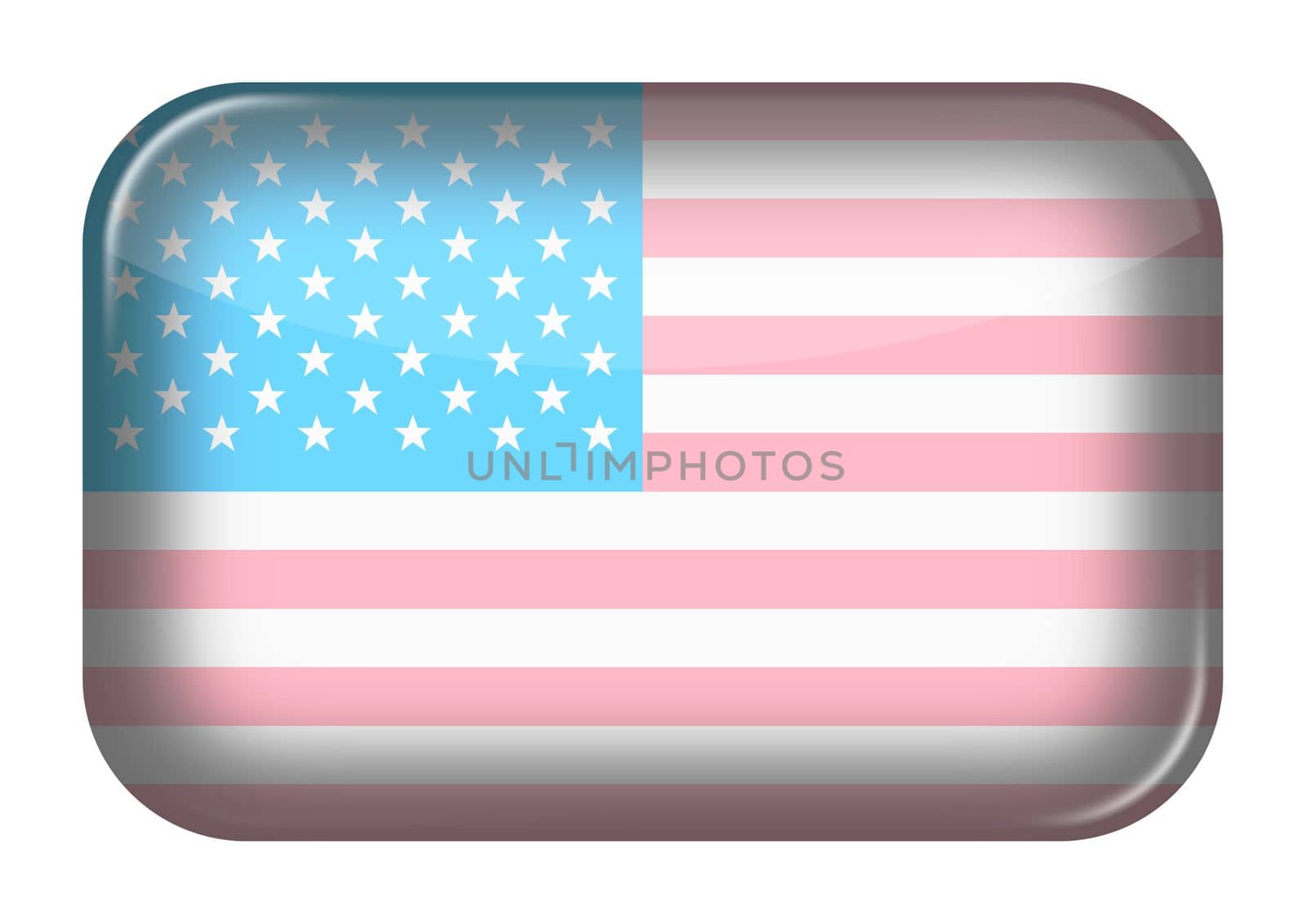 A United States of America trans gender web icon rectangle button with clipping path 3d illustration