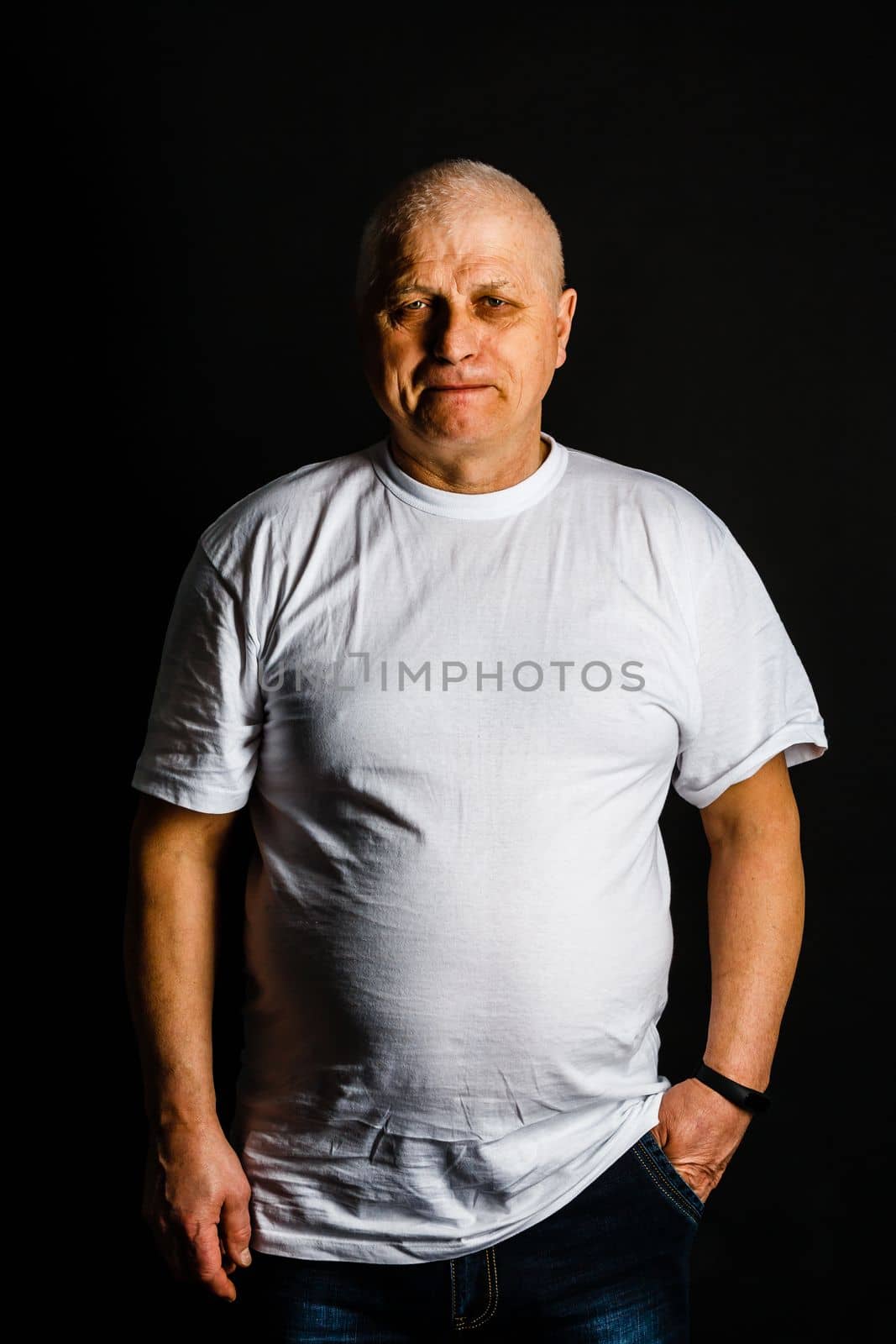 close-up portrait of happy senior man