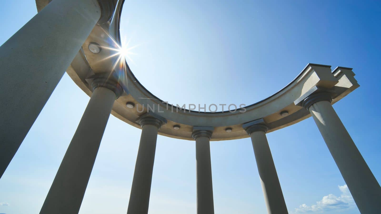 White rotundas in the city of Khabarovsk near the waterfront