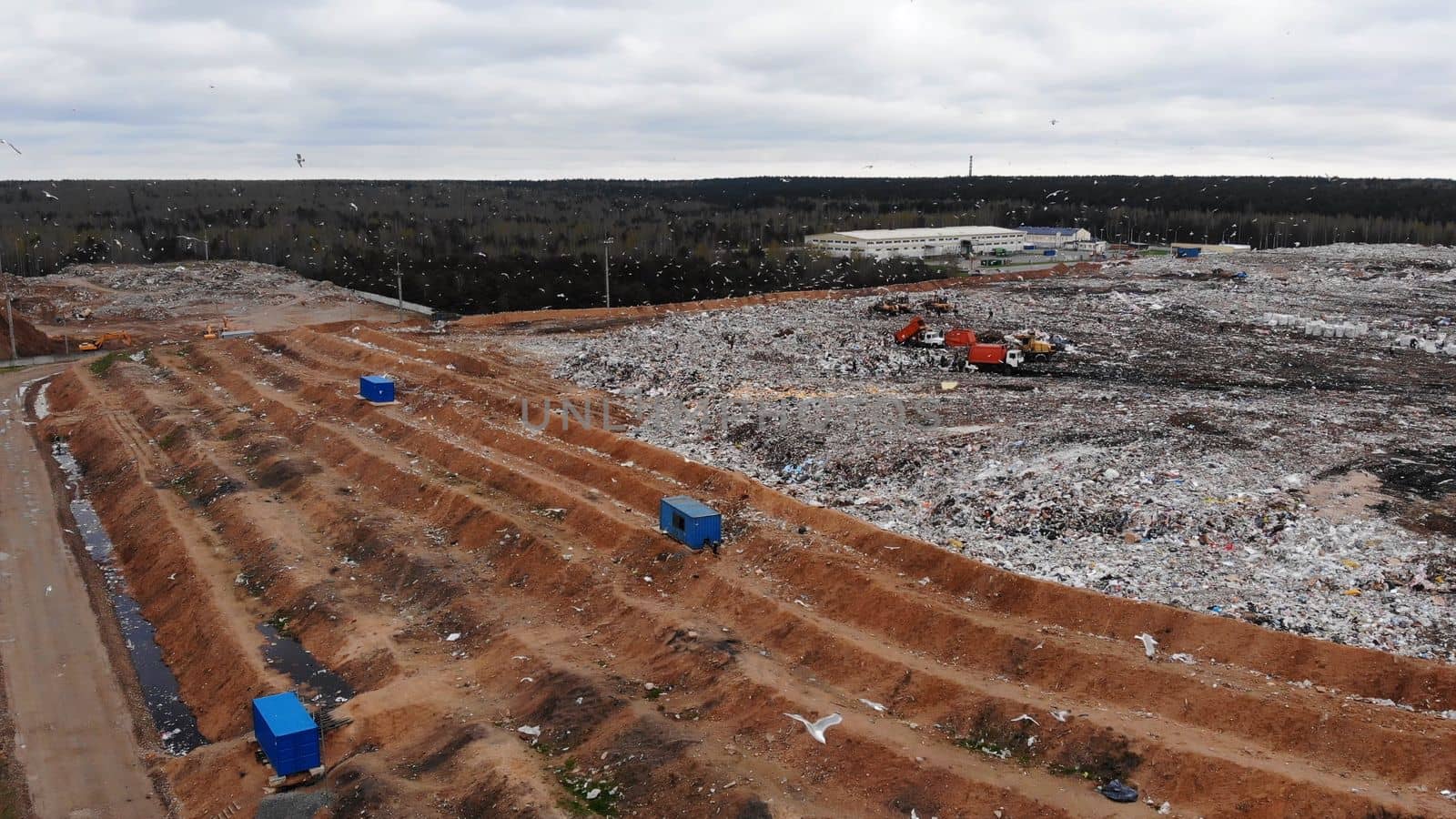 A large landfill near the city of Minsk. View from the drone