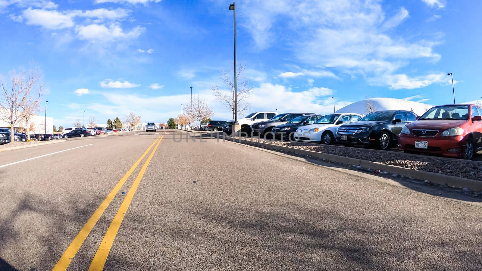 Denver, Colorado, USA-January 12, 2020 - Driving on typical paved roads in suburban America.