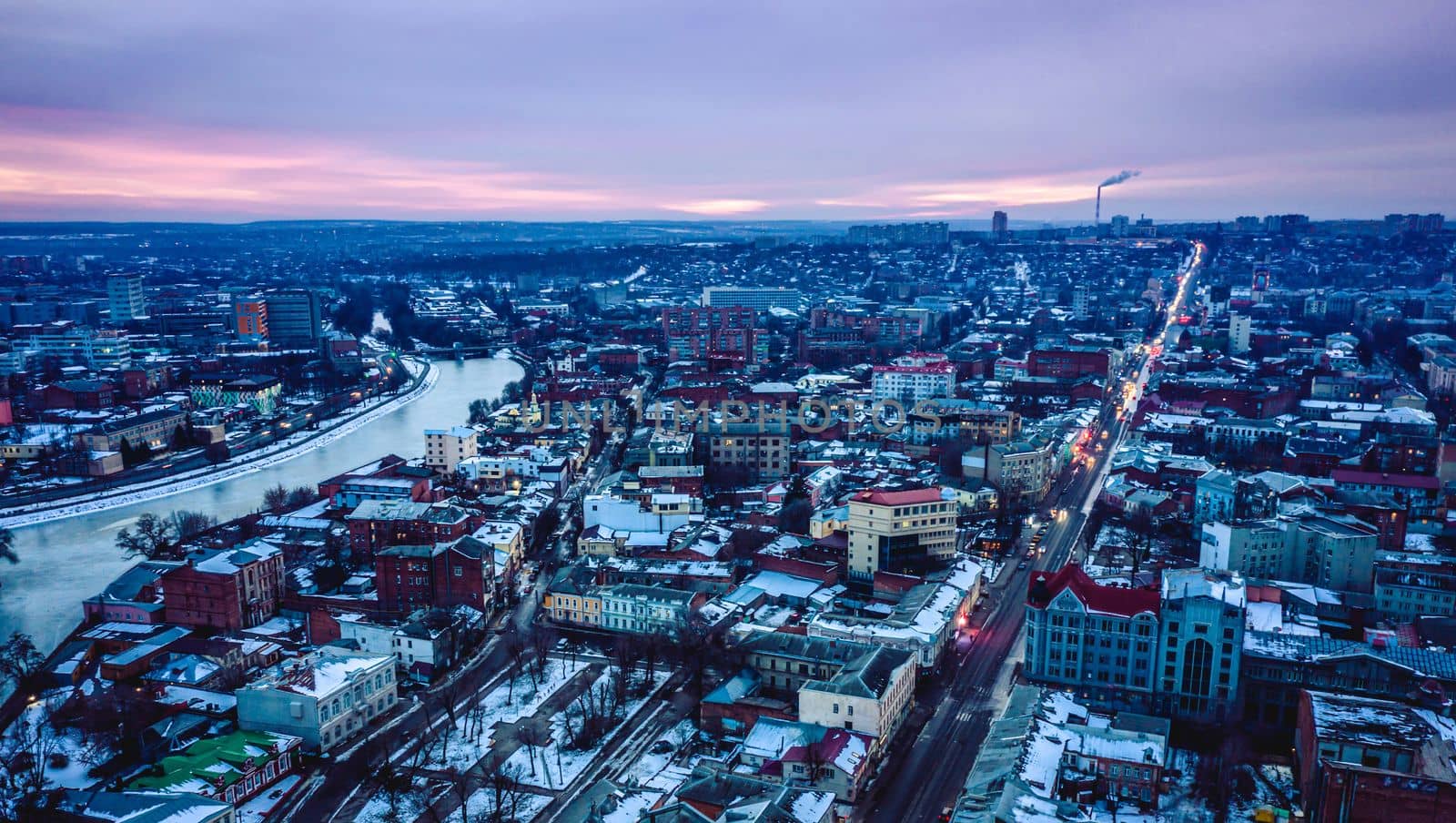 Winter panorama of ukrainian city Kharkiv