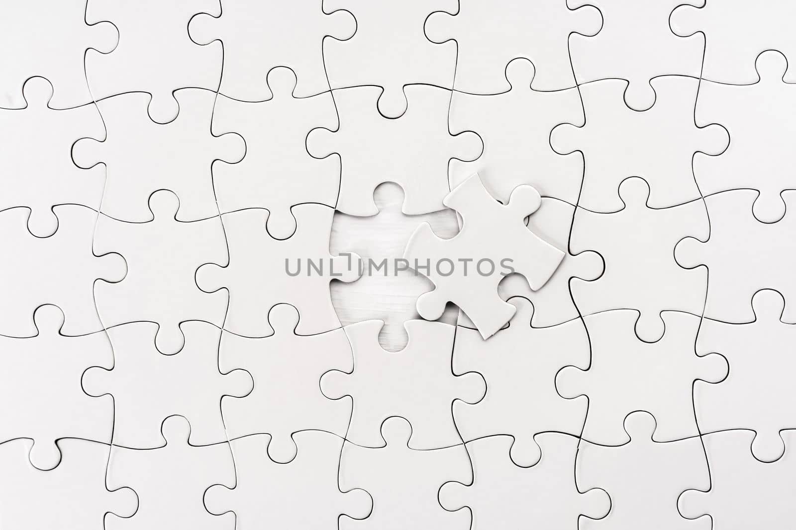 Close up view of unfinished jigsaw puzzle