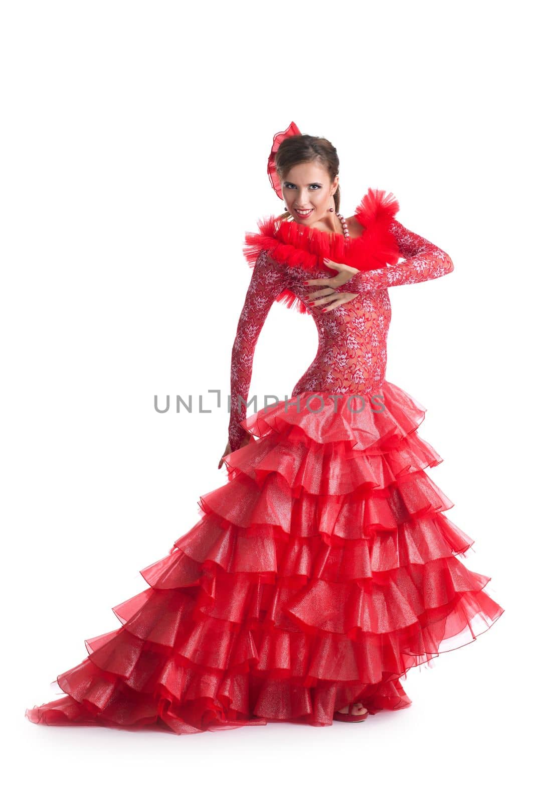 Full length portrait of woman performing flamenco