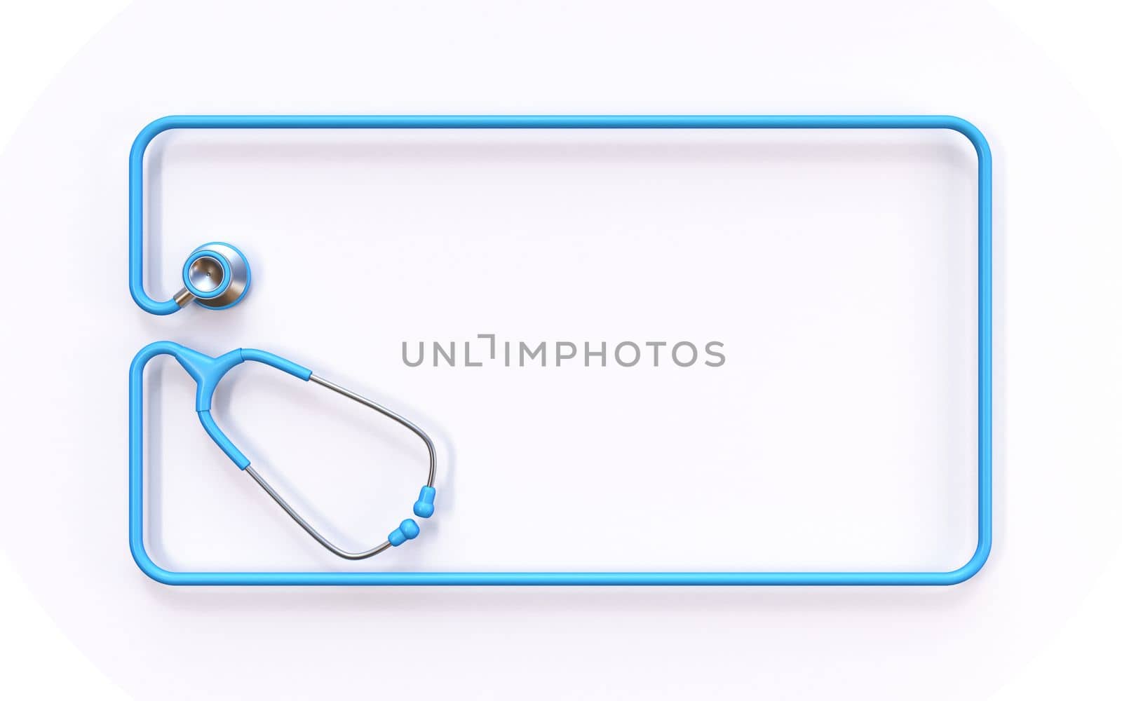 Rectangular horizontal stethoscope frame 3D rendering illustration isolated on white background