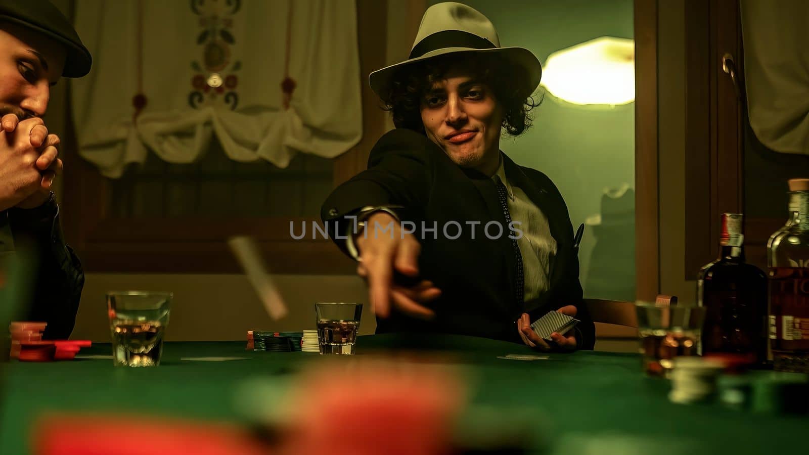 Mobster distributes cards among members to start a game of poker in a nightclub by pippocarlot