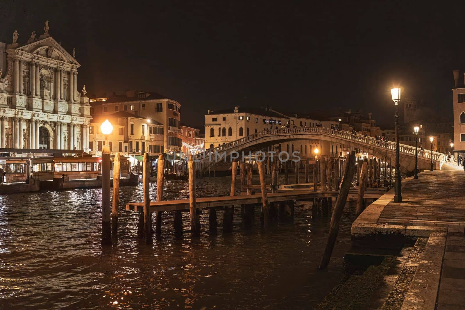 Venice landscape at dusk and night time scene