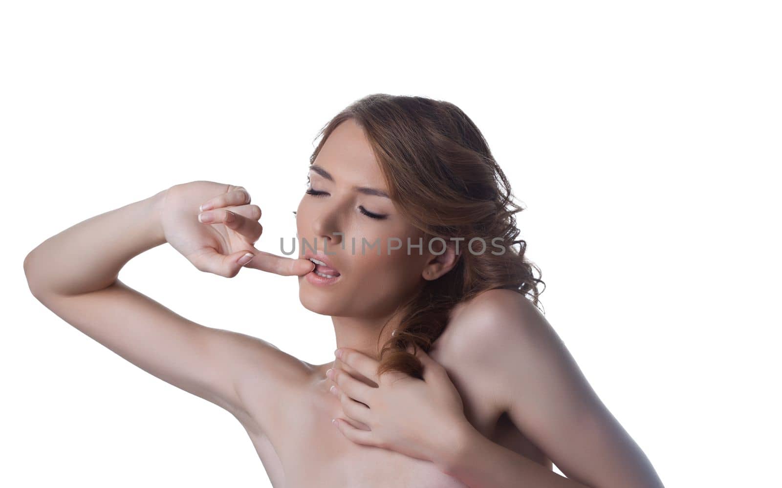 Attractive and sexy young woman. Isolated on white