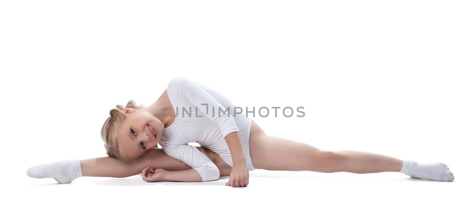 Girl performing gymnastic exercises by rivertime