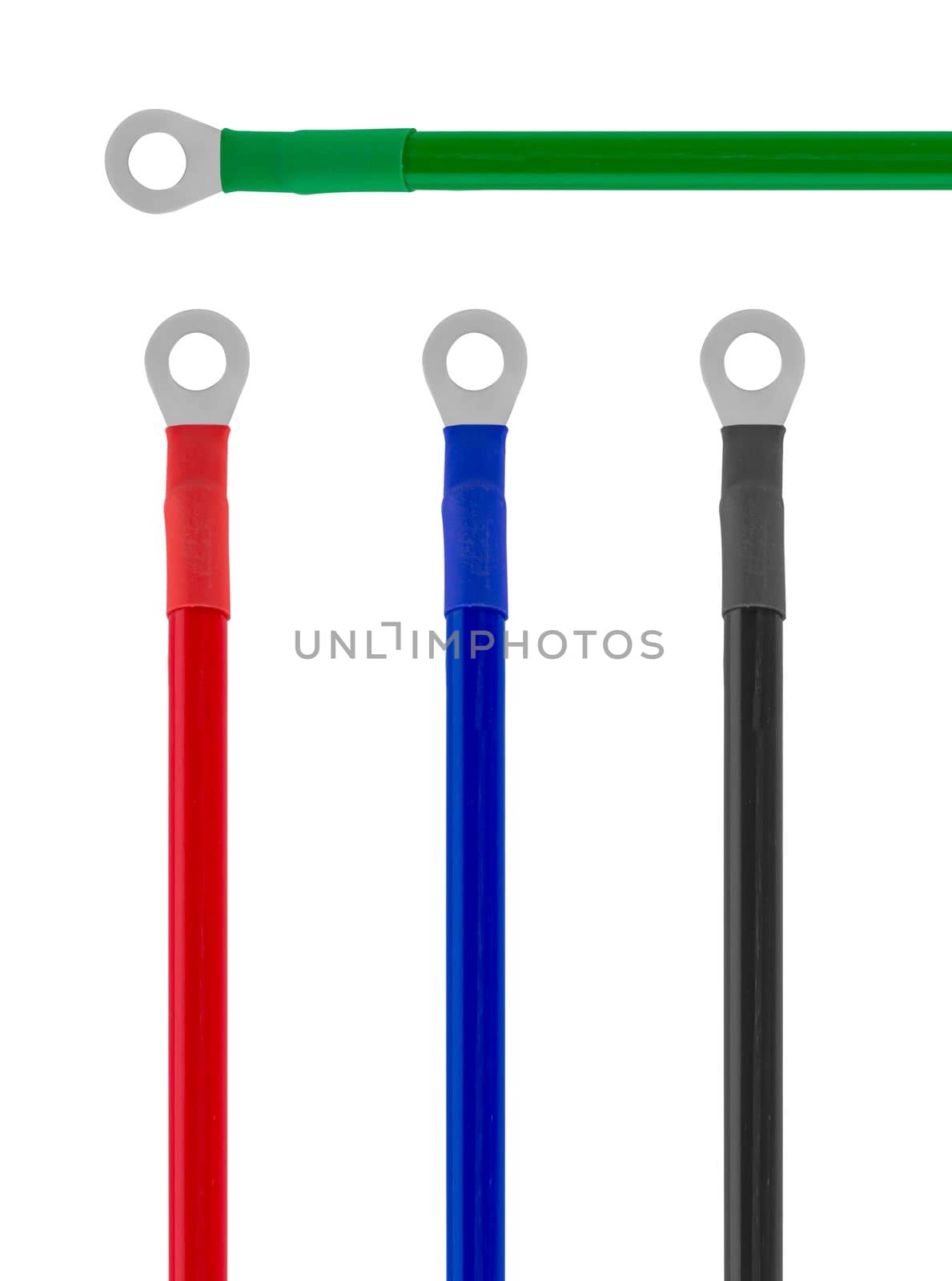 cable with a ring lug, isolated on a white background