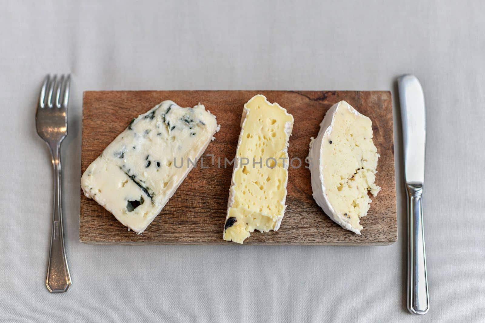 French cheese on a wooden board