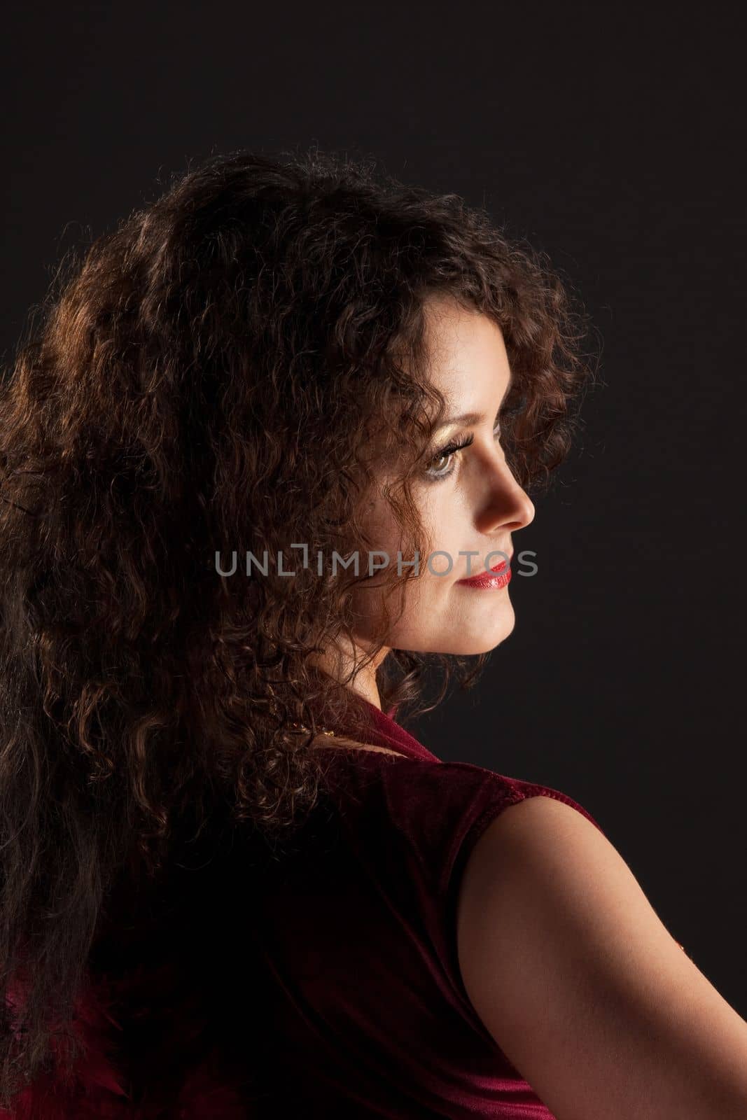 Beauty woman portrait look at light and smile