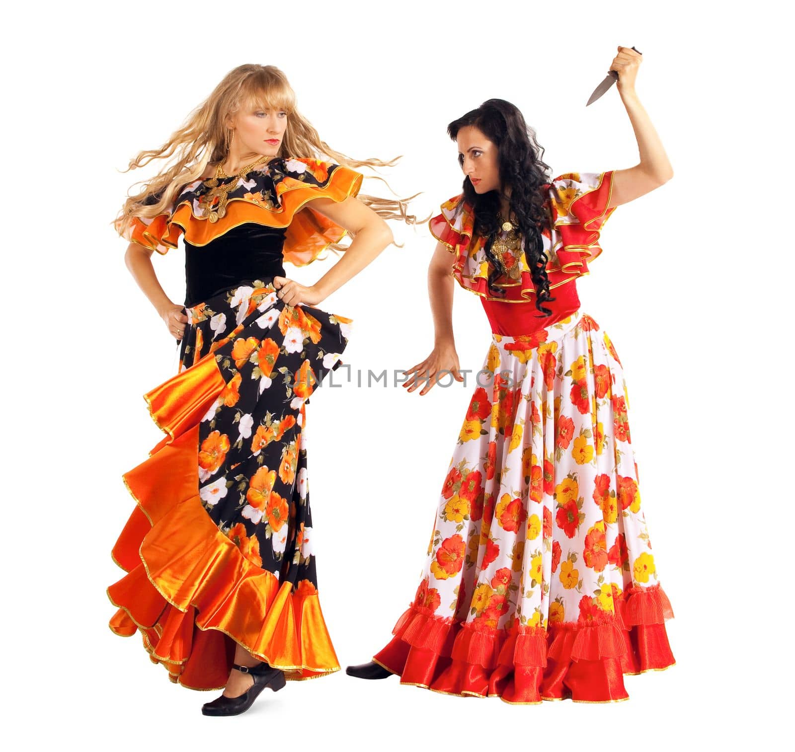 Two agressive woman in gypsy costume by rivertime