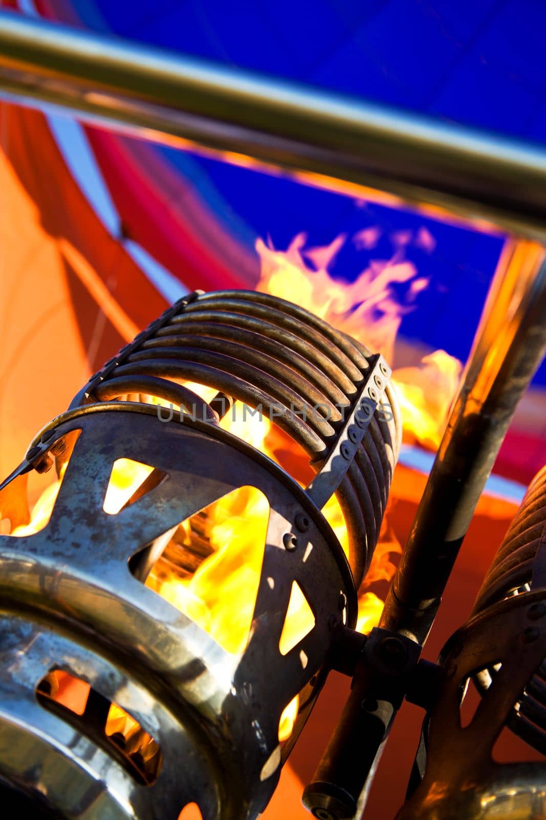 Balloon burner close up with flame