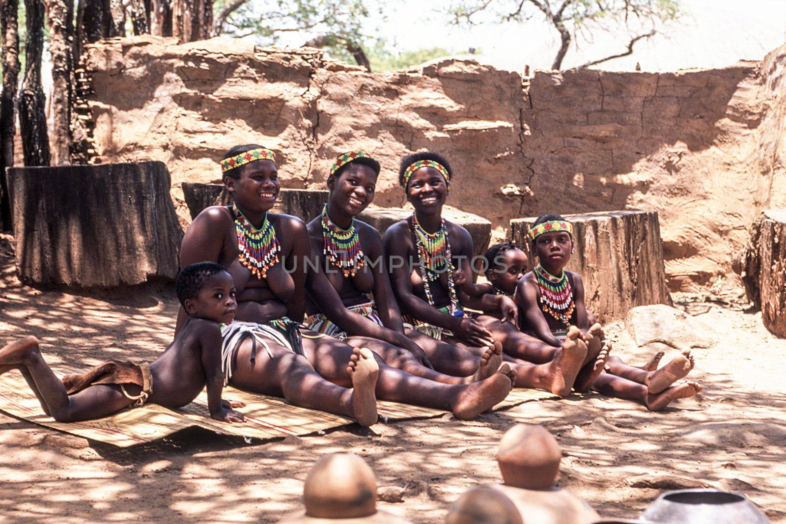Zulu people at the Shakaland Zulu Village, Nkwalini Valley, Kwazulu Natal, South Africa.